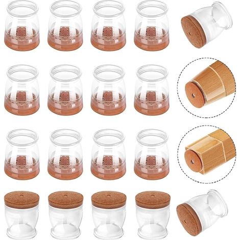 APEX Protection Pied de Chaise 18pcs,Protecteurs de Sol en Silicone Transparent, mbout de Chaise avec Patins en Feutre,pour 13-23 mm (1/5)