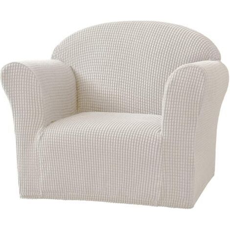 Children's armchair cover (ivory), children's sofa cover in elastic jacquard, washable, ideal for the child's bedroom (1/5)
