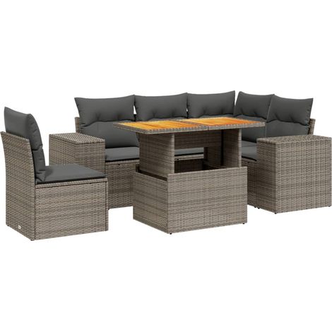 Maison Exclusive - Set Divano da Giardino 6 pz con Cuscini Grigio in Polyrattan
