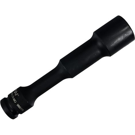 Vaso de impacto de 1/2", hexagonal delgado, muy largo, con orificio pasante, fabricado en acero CrMo de 22 mm, longitud 150 mm, utilizado en mecánica para llaves de impacto, Waryński (1/2)