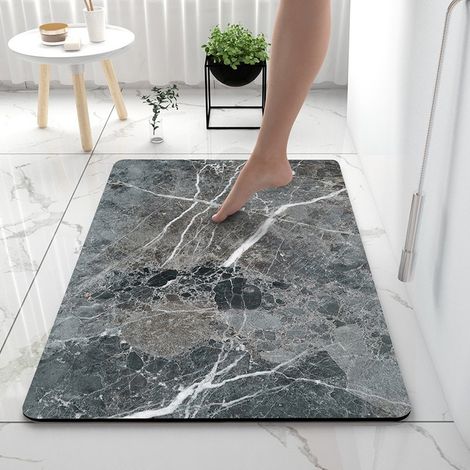 Tapis absorbant -boue de diatomées motif marbré- antidérapant pour salle de bain-60×90cm