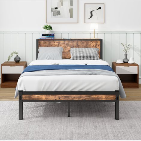 Bett Bettgestell Stauraum 120x200 Metall Holz OKMYHOME (1/5)