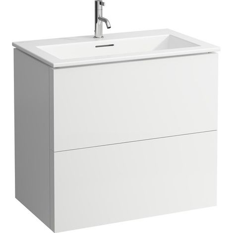 Meuble sous-vasque KARTELL 800 x 500 mm, avec vasque, 1 trou pour robinet blanc / blanc mat LAUFEN