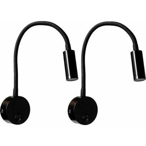 de 2 Lampe de Chevet Couleur noir en Aluminium, Lampe de Bureau Lumière Blanche Chaude Protection Yeux, 3W Lampe de Lecture Murale LED avec Interrupteur (1/5)