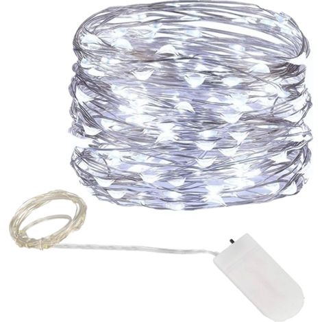 TG66255-1 Guirlande lumineuse pour sapin de Noël sur fil, 20 micro-guirlandes LED blanc froid + piles (1/5)
