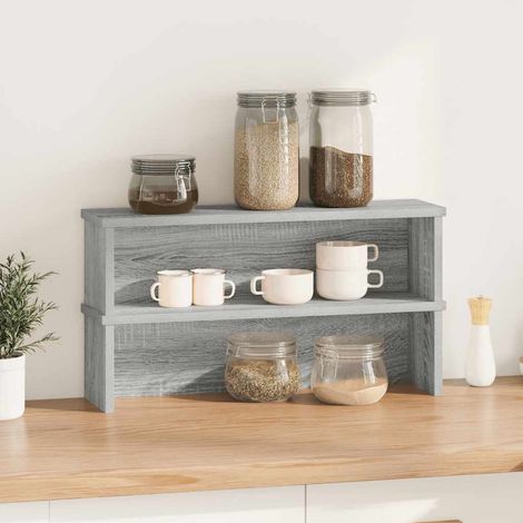 Étagères de cuisine empilables 2 pcs sonoma gris 50x15x16 cm (1/5)