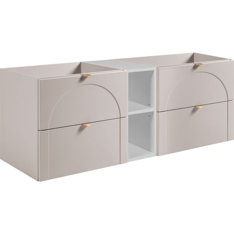 Meuble sous vasque suspendu AURA cachemire avec étagère blanc 140 cm K (1/5)