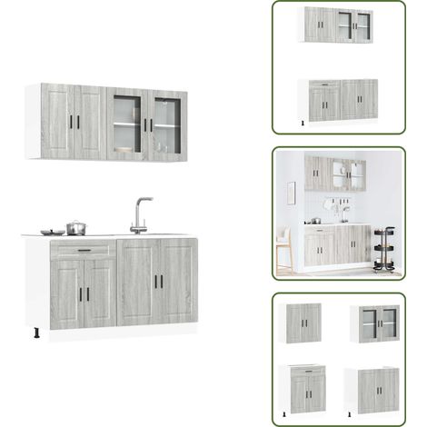 Mobili da cucina grigio sonoma - vidaXL Set Mobili da Cucina 4 pz Porto Grigio Sonoma in Truciolato - Mobili da cucina con piedini regolabili