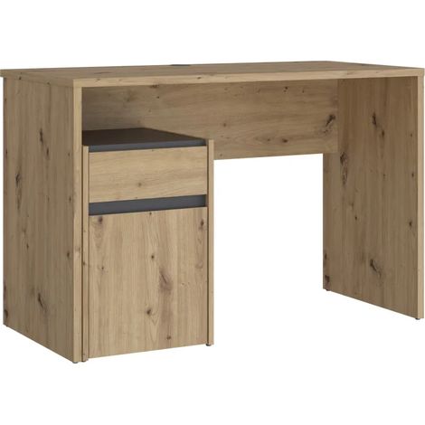 Bureau 110 cm et caisson décor bois chêne et gris foncé mat - ODYSSÉE (1/5)