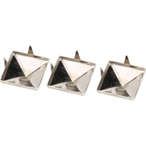 100 Stück 15mm Vierbacken Nieten Metall Punk Spikes Quadratische Nieten Leder Spitzennieten für Punk, Handwerk, Leder, Kleidung, Schuhe, Dekoration (Silber)