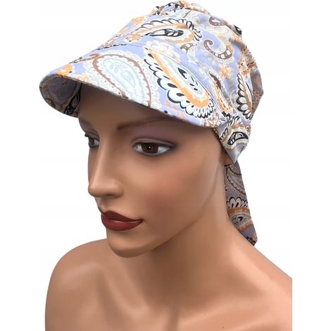 Turbante Tess para mujer con visera 466, bufanda con volantes, también apta para usar después de la quimioterapia. (1/5)