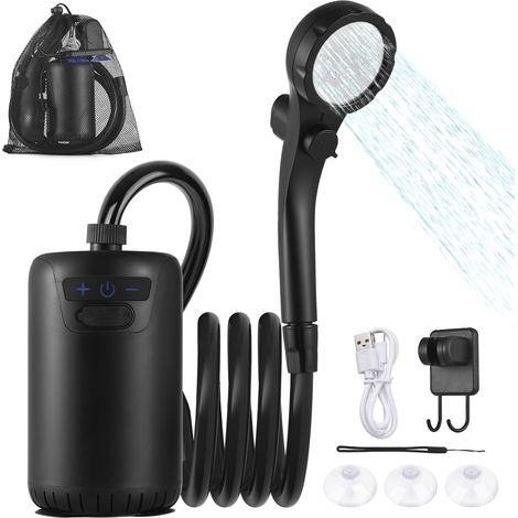 Douche de camping portable, douche électrique extérieure avec affichage de la température pour le camping et la randonnée (1/4)