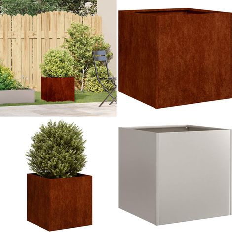 vidaXL Jardinière rouillé 40x40x40 cm acier inoxydable (1/5)
