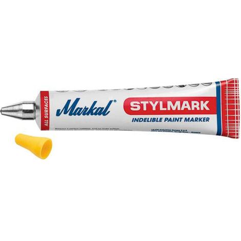 Markal – tubo de marcado de bola y pintura indeleble 50ml amarillo (por 10)