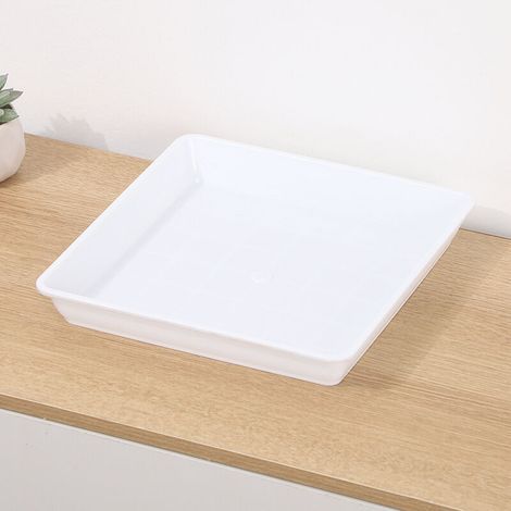 Bac à plantes en plastique blanc 1515 cm bac à égouttement carré bac à fleurs adapté à l'intérieur et à l'extérieur, 2 pièces (1/5)