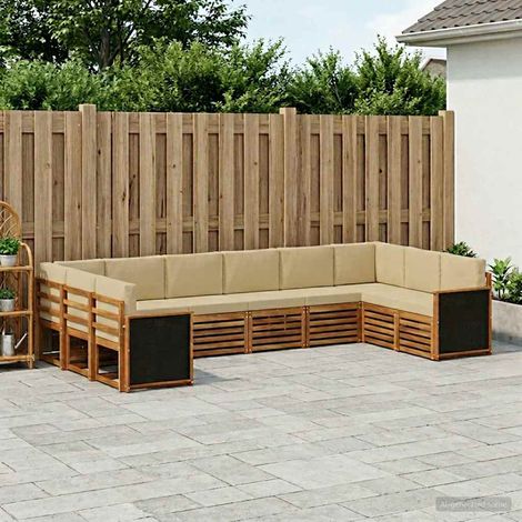 vidaXL Ecksofa Set 7 pcs Natur Massives Akazienholz und Polyester (1/5)