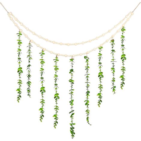 Guirlande Murale En Perles Bois - Faux Feuillage - Décoration Intérieure Salon Chambre - 110 x 80 cm - 1 Pièce (1/5)