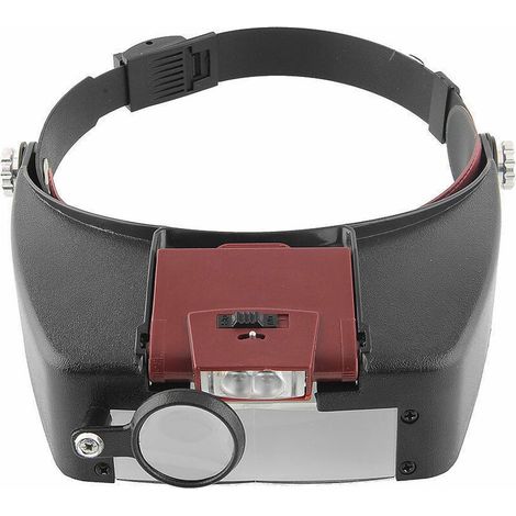 Lupas para casco con iluminación LED - Zoom 1,5X - 10X - Lupa de diadema con luz para lectura, joyería, costura y bricolaje - Roja