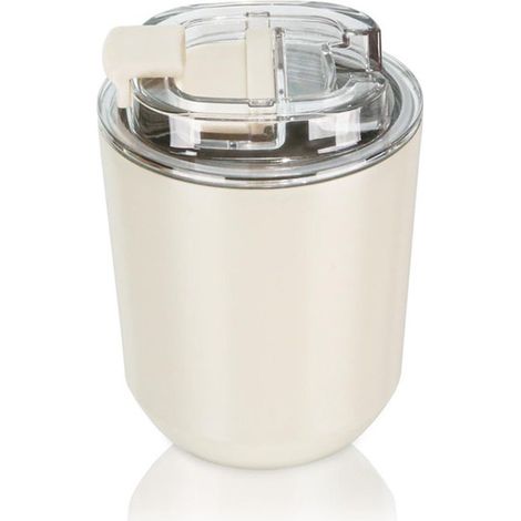 Taza térmica con tapa, Taza de viaje para café, Taza de acero inoxidable con aislamiento al vacío, Reutilizable, Color blanco roto, 380 ml (1/5)