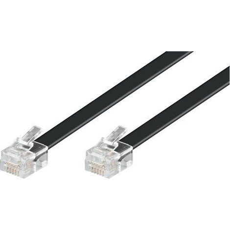 Goobay 50321 - RJ-12 Cable Telefónico de 3m para teléfonos fijos/Enchufe de Fax, Modem, Rúter, Internet/Conector Modular Negro (1/3)