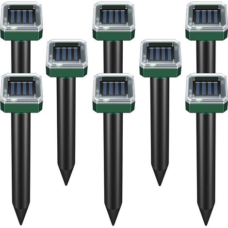 Paquete de 8 repelentes solares ultrasónicos para serpientes y mosquitos, repelentes electrónicos impermeables para uso en exteriores (jardín, patio, granja). (1/5)