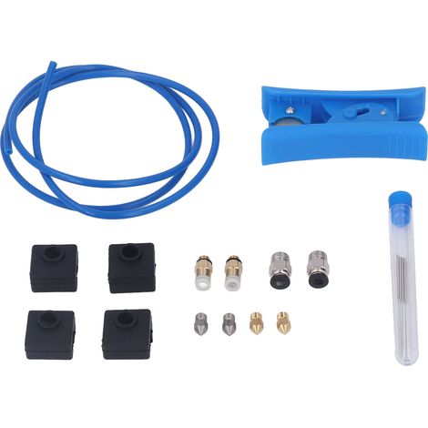Lot de 15 accessoires imprimante 3D MK8, buses laiton, raccords pneumatiques, coupe-tube PTFE, aiguilles de nettoyage, connecteurs rapides, outillage précision (1/5)