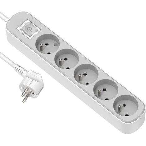 Power Strip with 5 Outlets, Switch, 1.5M Cable, Wall Mount, Indoor (1/5)