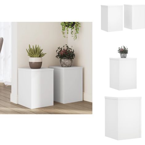 Pflanzenständer 2 Stk. Weiß 25x25x35 cm Holzwerkstoff - Blumenständer - Pflanzenständer - Indoor Pflanzenständer - Holzwerkstoffmöbel - Weißer Pflanzenständer (1/5)