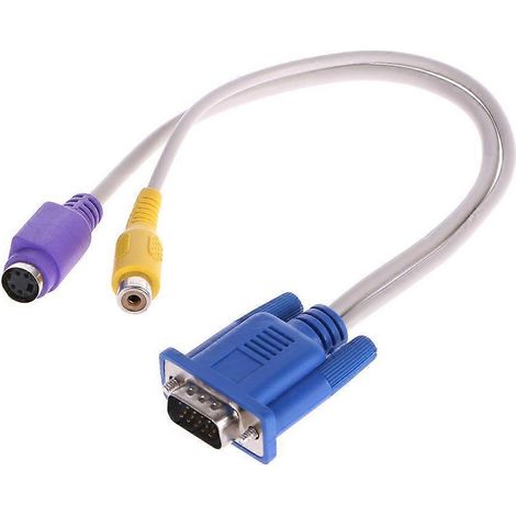 Adaptateur VGA mâle vers S-Vidéo RCA AV TV Out, câble convertisseur vidéo pour PC et HDTV (1/4)