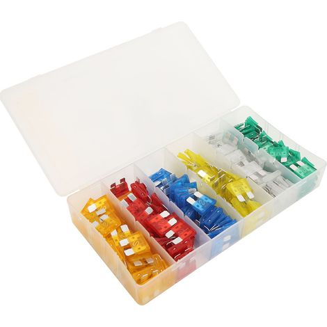 Set mit 200 transparenten Aluminium-Flachsicherungen für Pkw und Lkw (orange/rot/blau/gelb/weiß/grün) (1/5)