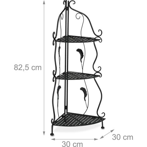 Scaffale verticale pieghevole 3 livelli design vintage soggiorno cucina 90 x 30 x 150 cm in metallo nero 130013911