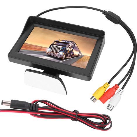 Écran LCD 4,3 pouces ultra fin 2 entrées AV 3W 9V-35V pour caméra de recul et surveillance voiture (1/5)