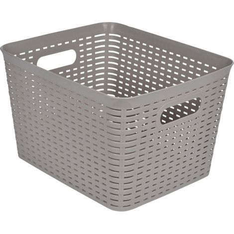 Panière à Linge "Effet Tressé" 13L Taupe