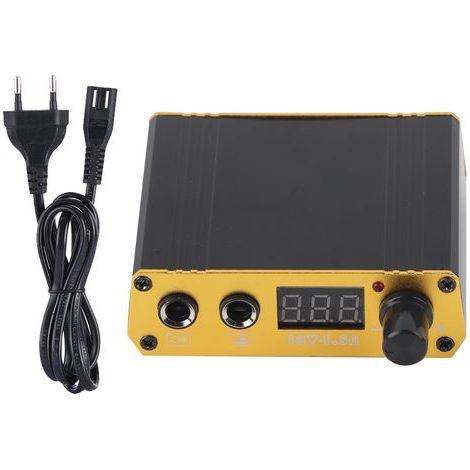 Alimentation professionnelle pour mini machine à tatouer, écran LCD, 100-230 V, prise européenne, noire (1/5)