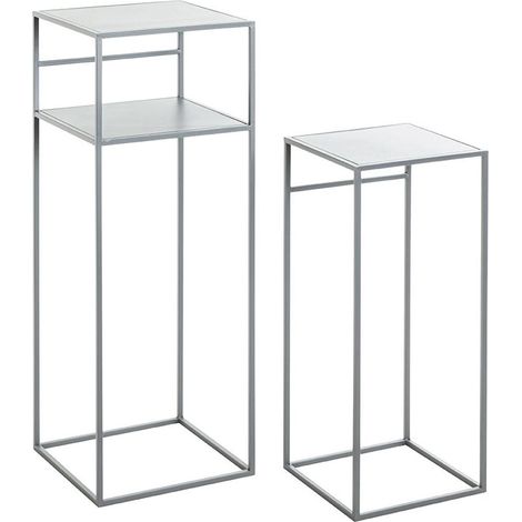 Lot de 2 Sellettes en Métal "Brise" 85cm Gris (1/4)