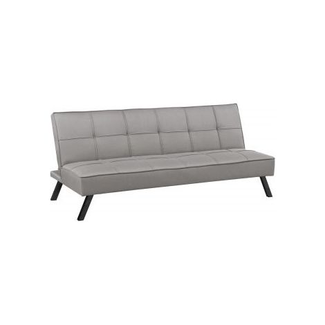 Divano Letto 3 Posti 180 x 81 x 79 cm Grigio Chiaro in Tessuto di Lino con Gambe in Metallo Classic