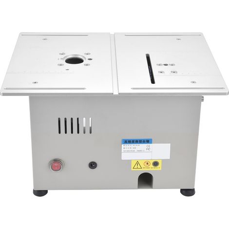 Elektrische Mini-Tischkreissäge, tragbar, für Holzbearbeitung, Tischgerät, DC 12–24 V, 96 W, EU-Stecker 110–240 V, Silber (1/5)