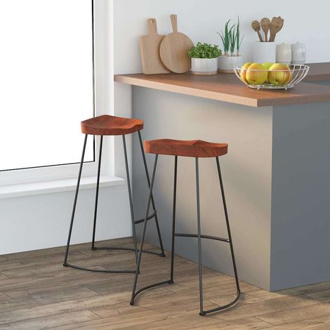 vidaXL Tabourets de bar Gavin lot de 2 50x40x78cm bois massif manguier (1/5)