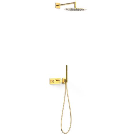 Kit robinet thermostatique encastré à 2 voies B-system pour douche Or 24K - TRES 30735204OR