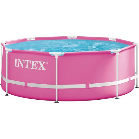 Metal Frame Above Ground Swimming Pool Pink 244 x 76 cm INTEX