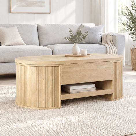 Mesa de centro elevable con almacenaje y estante deslizante, 110 x 55,5 cm, MDF HAVRYA (1/5)
