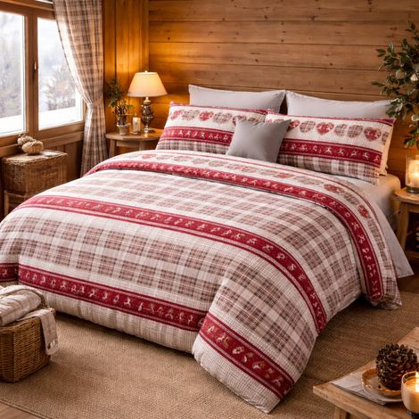 Housse de COUETTE tyrol BALME AVEC COUSSIN de décoration dans le plus pur coton Cm. 200X200