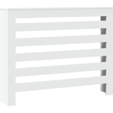 Cache-radiateur moderne à lattes horizontales déco salon 104 x 20 x 82 cm en bois d'ingénierie blanc (1/5)
