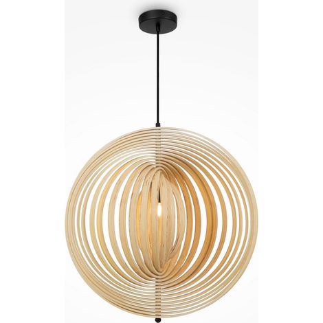 Maytoni Roots Plafonnier sphérique moderne de 60 cm, noir, 1 ampoule E27, abat-jour beige
