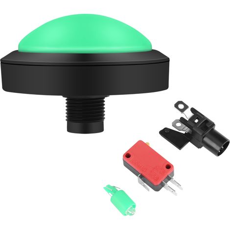 Bouton arcade massif 100mm avec LED, bombé, vert, pour remplacement console (1/5)
