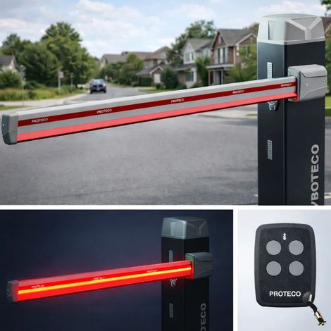 Kit Barriera Automatica 24V con Led Asta 4 Metri – Made in Italy S-PARK 6 proteco