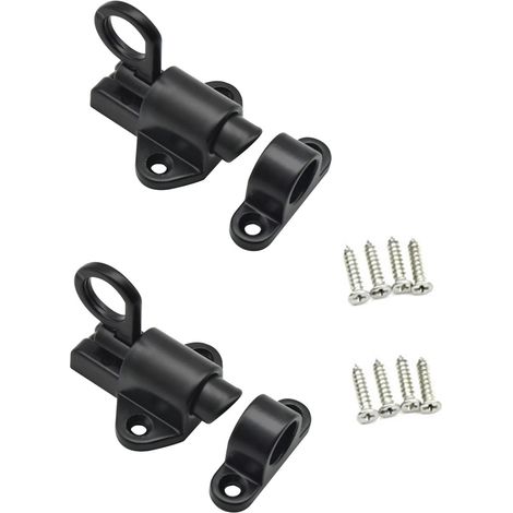 Verrou de porte à ressort St Rebound, en alliage d'aluminium noir, avec vis et ressort de sécurité. Verrou automatique pour portes, fenêtres et portes de placards en bois.