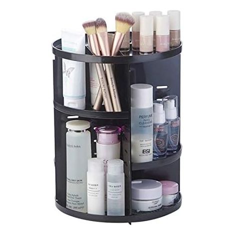 Dispositif de rangement rotatif 7 niveaux réglables en acrylique, pour bijoux, cosmétiques et parfums (1/5)