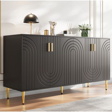 credenza 152 cm contenitore elegante nero oro moderno OKMYHOME (1/5)