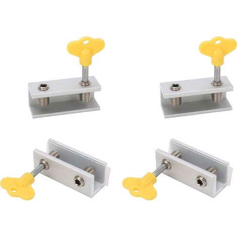Ensemble de 4 verrous de sécurité réglables en alliage d'aluminium pour fenêtres coulissantes verticales et horizontales, avec clé. (1/5)